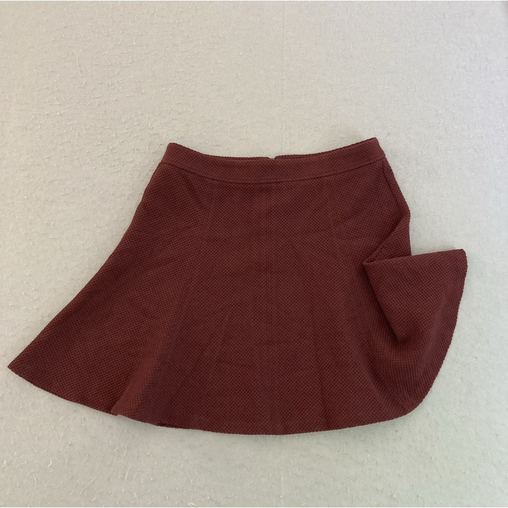 Loft Textured Skater Mini Skirt Sz 8 Burgundy -  Maroon  Acadamia Preppy Flared